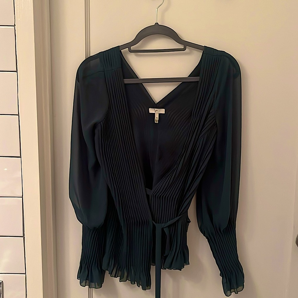Joie Green Silk Pleated Blouse